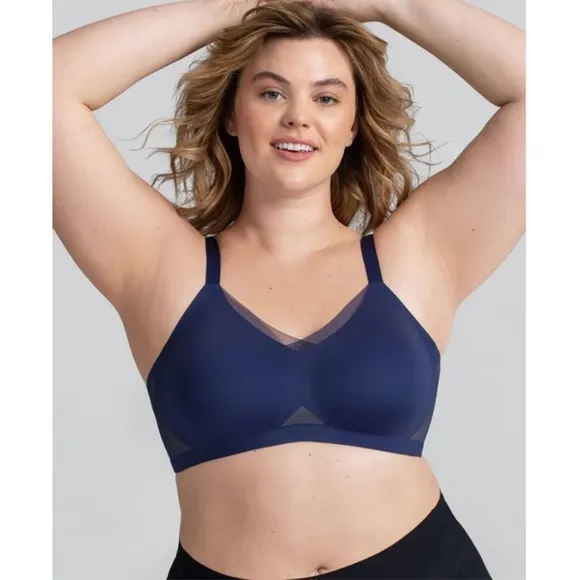 HoneyLove Crossover Wire-Free Adjustable Bra Navy Blue Size XL