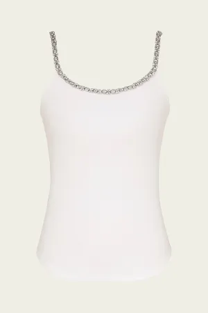 Illustration Embellished Tank in Ivory