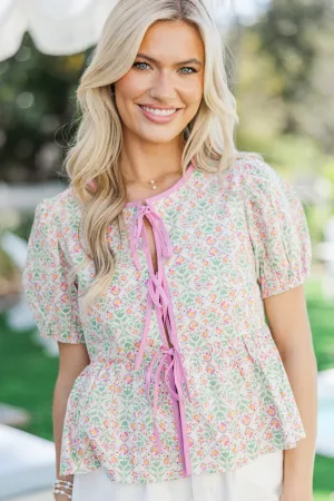 In Harmony Pink Floral Peplum Blouse