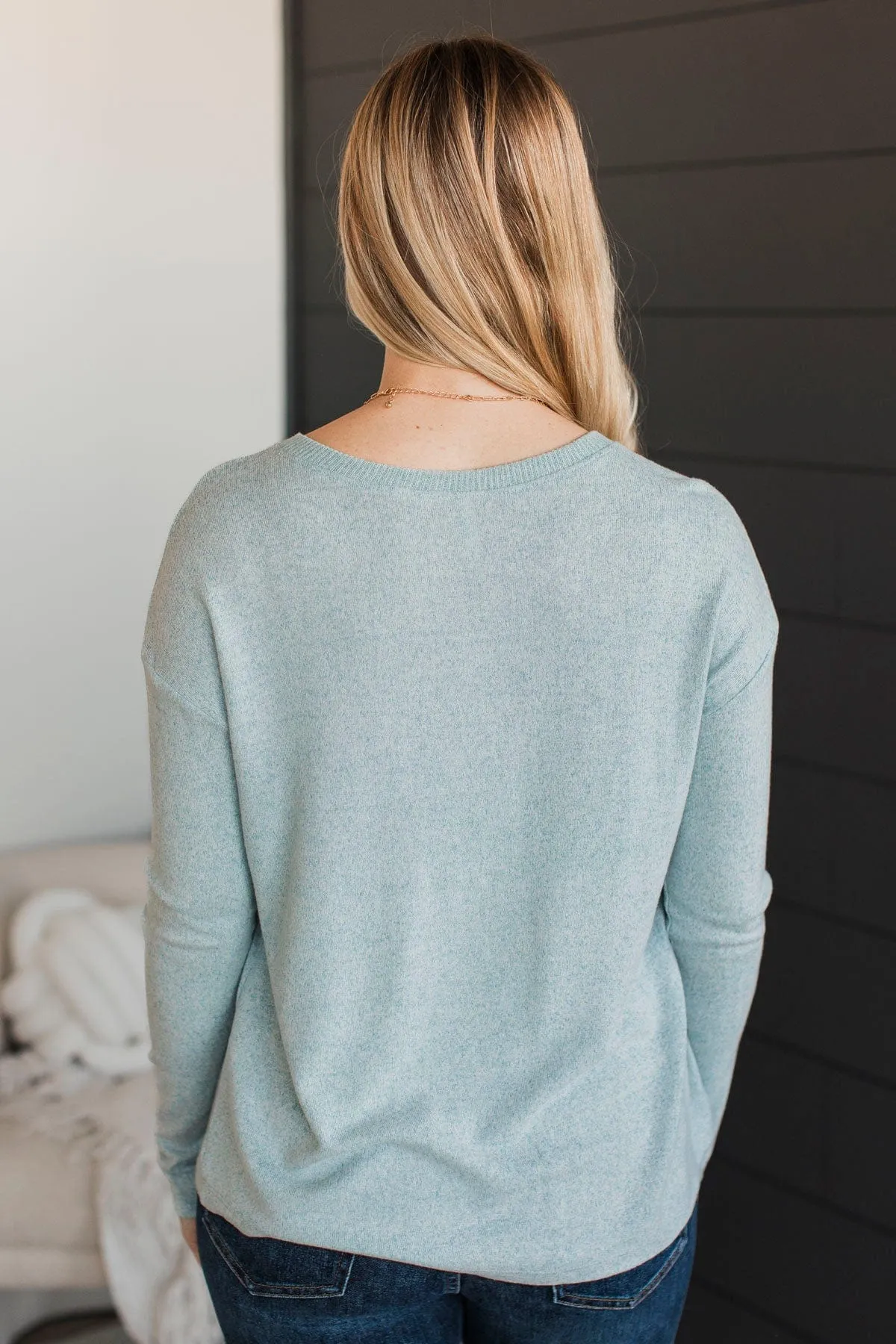 Incredible Timing Long Sleeve Henley Top- Light Blue