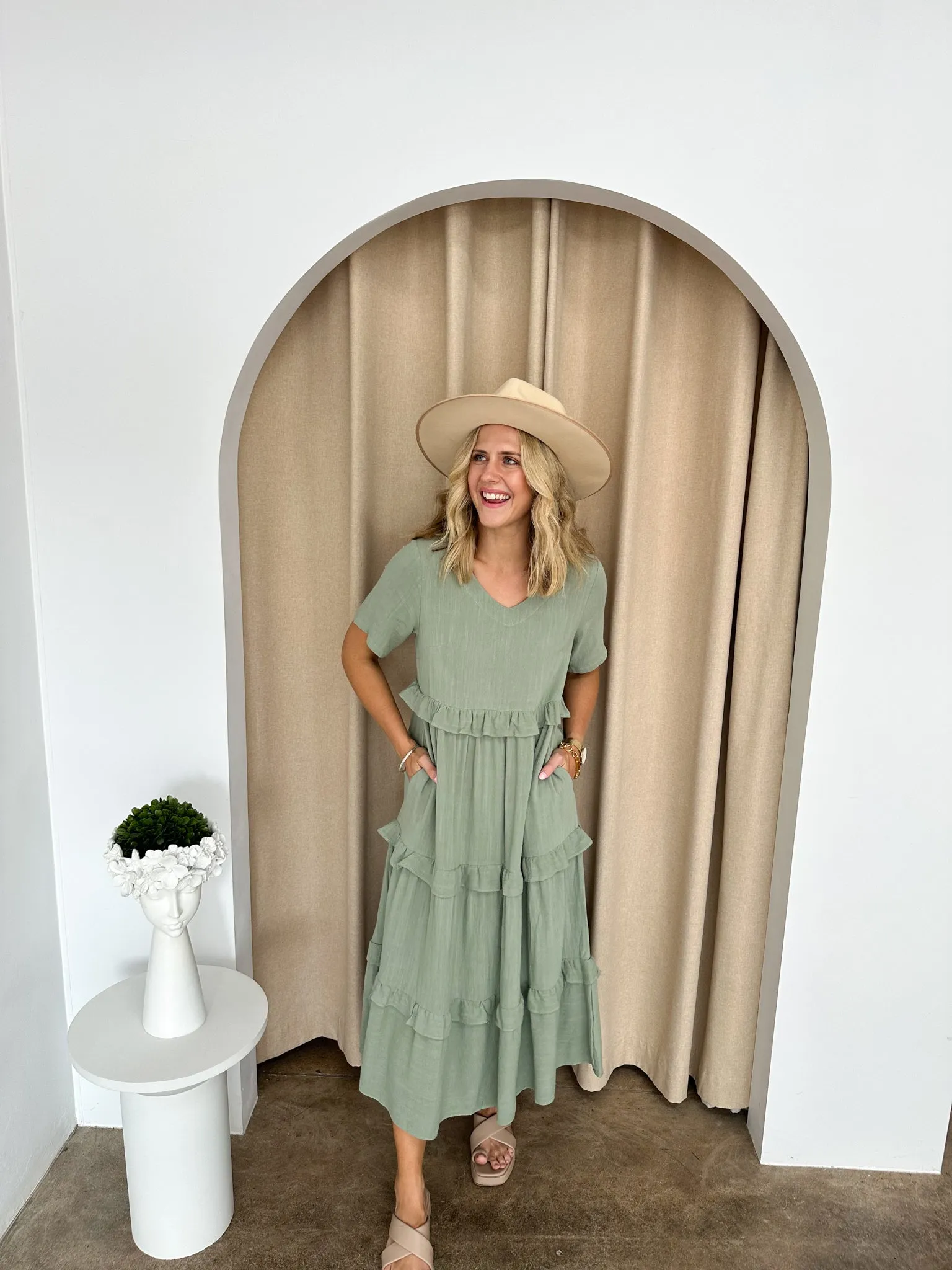 Isla Midi Dress -Sage