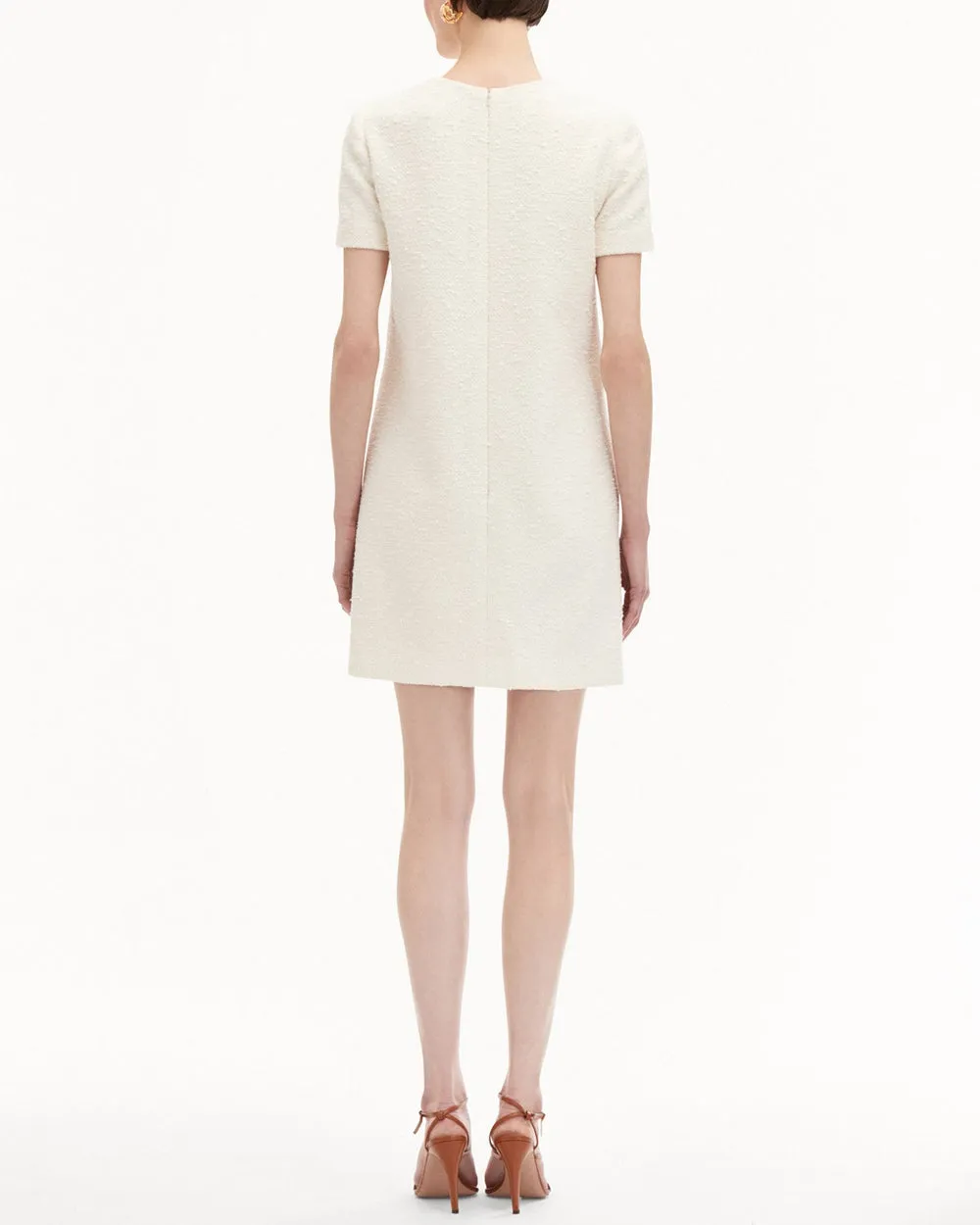 Ivory Floral Embellished Tweed Shift Dress