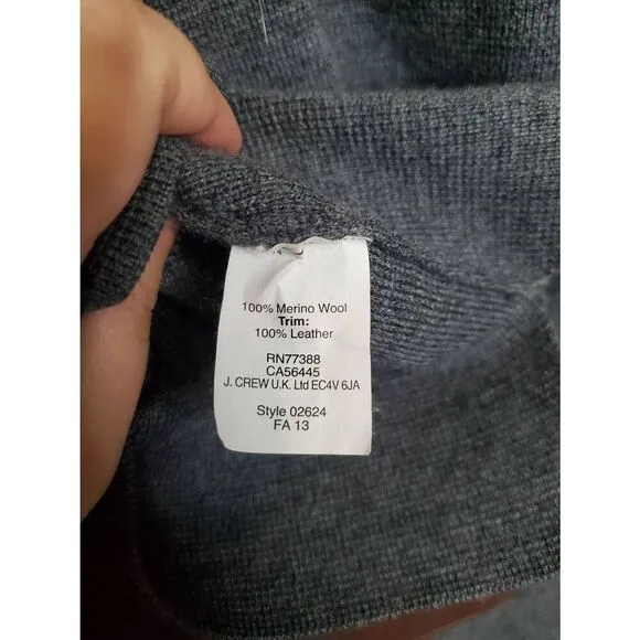 J. Crew Black Label 100% Merino Wool and Leather Tunic Sweater Minimalist Staple