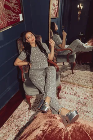 JACQUARD KNIT LOUNGE FLARE PANT