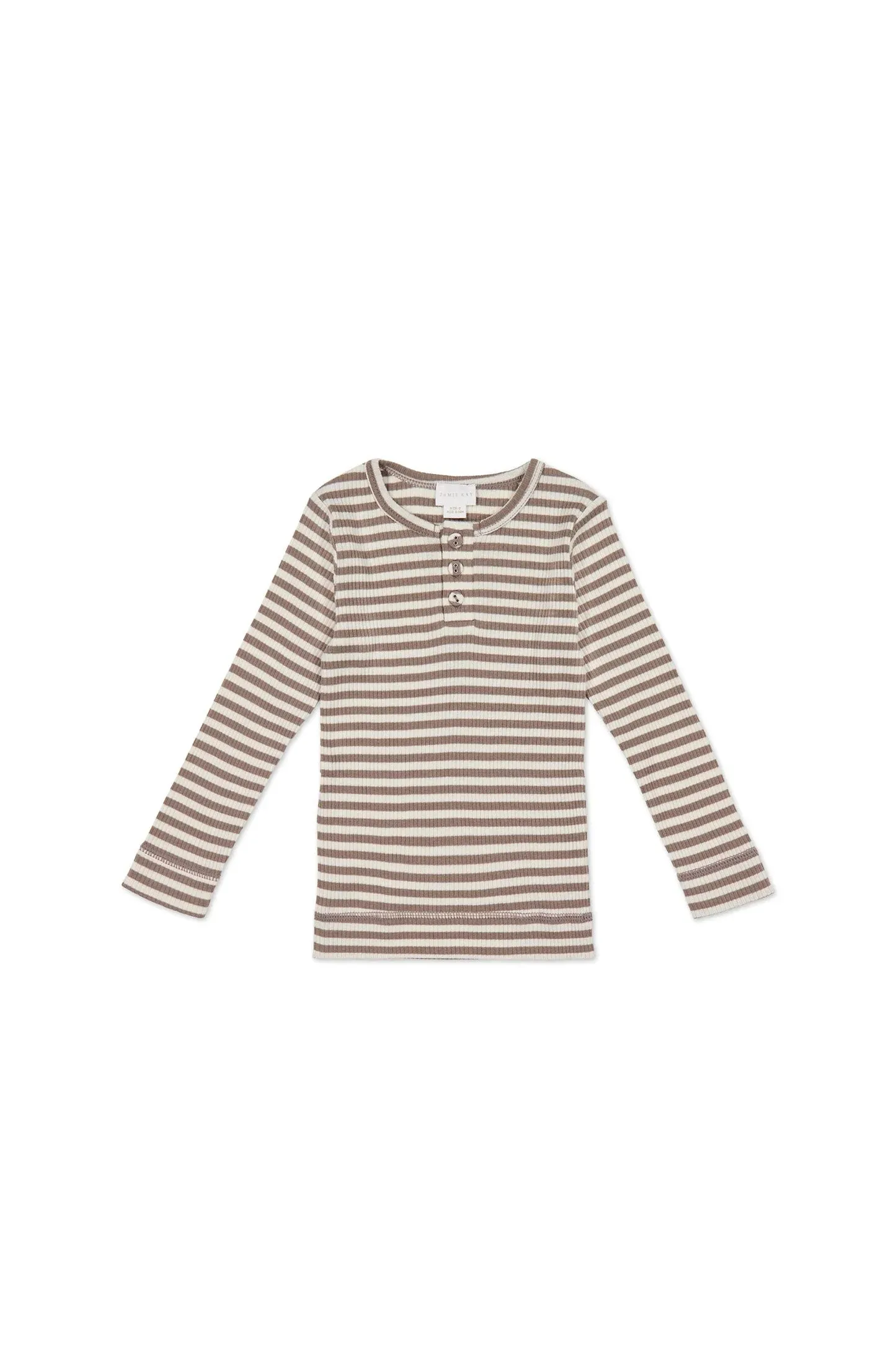 Jamie Kay | Organic Cotton Modal Long Sleeve Top - Narrow Stripe Tweed/Cloud