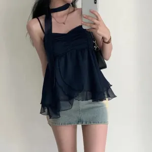 JazzHer 2000s Aesthetic Sleeveless Solid Tops Hot Girls Korean Fashion Sweet Tank Top Summer Casual Basic Pure Color Camis Woman Chic