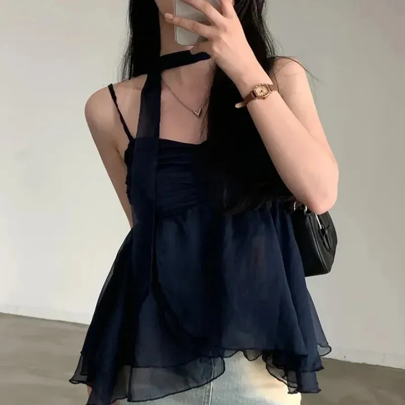 JazzHer 2000s Aesthetic Sleeveless Solid Tops Hot Girls Korean Fashion Sweet Tank Top Summer Casual Basic Pure Color Camis Woman Chic