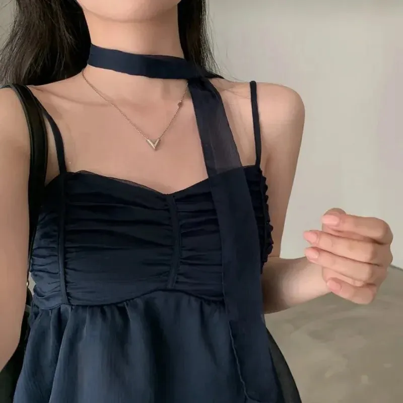 JazzHer 2000s Aesthetic Sleeveless Solid Tops Hot Girls Korean Fashion Sweet Tank Top Summer Casual Basic Pure Color Camis Woman Chic