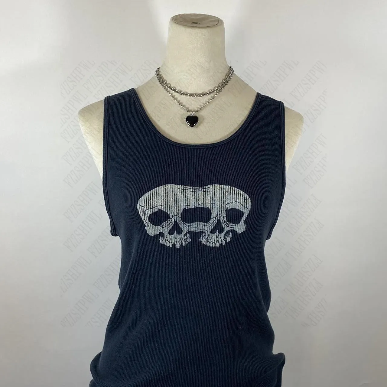 JazzHer 2024 Summer Fashion Sexy Women Black Skull tank Top Spice Girls Goth Cool girls Casual tank top Women's sleeveless tank top Y2K