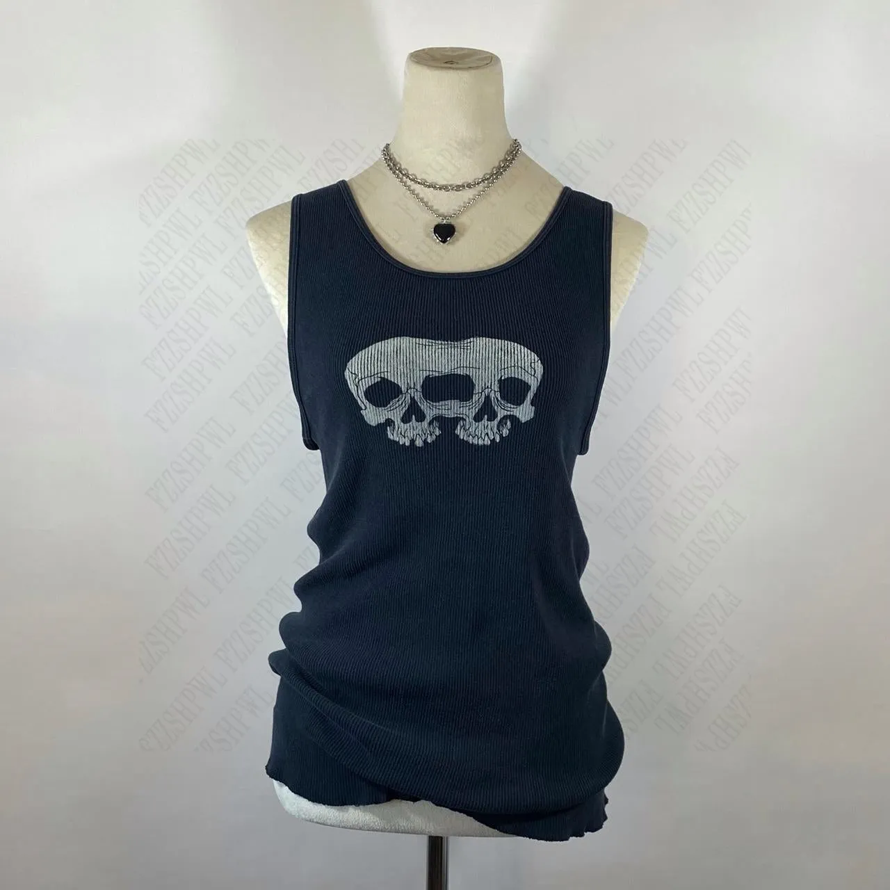 JazzHer 2024 Summer Fashion Sexy Women Black Skull tank Top Spice Girls Goth Cool girls Casual tank top Women's sleeveless tank top Y2K