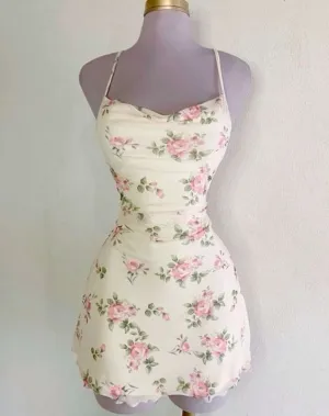 JazzHer Cute Sheath Spaghetti Straps Floral Short Homecoming Dresses (PRE-ORDER)