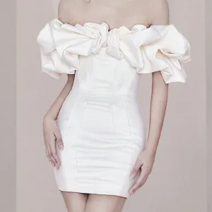 JazzHer Sexy Sheath Strapless White Satin Short Homecoming Dresses th Birthday Outfit (PRE-ORDER)