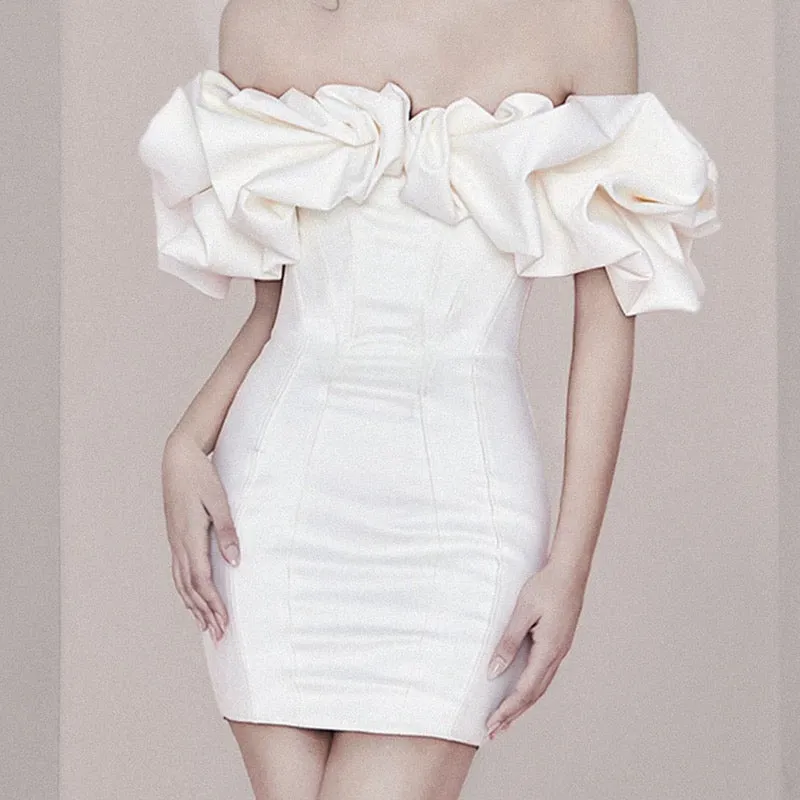 JazzHer Sexy Sheath Strapless White Satin Short Homecoming Dresses th Birthday Outfit (PRE-ORDER)