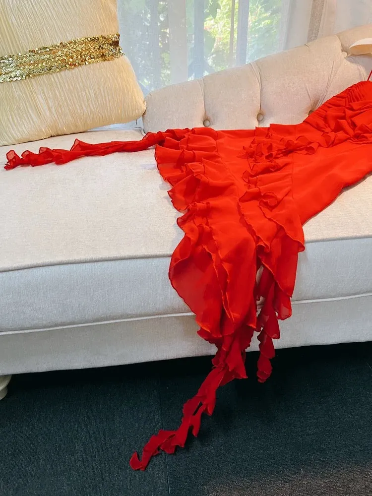 JazzHer Sexy Sheath Straps Red Short Chiffon Homecoming Dresses th Birthday Outfit (PRE-ORDER)