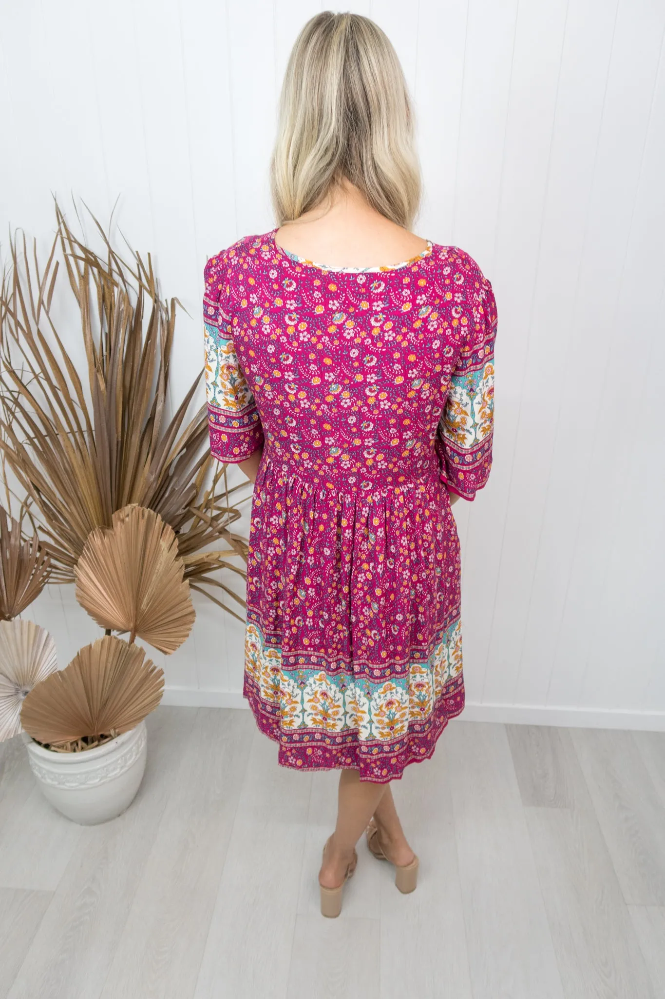 Joelene Dress -Magenta