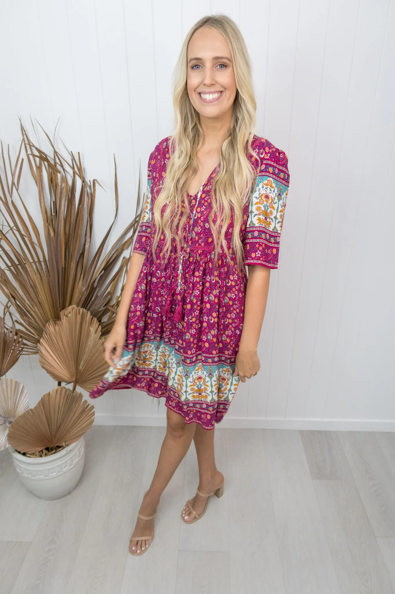 Joelene Dress -Magenta