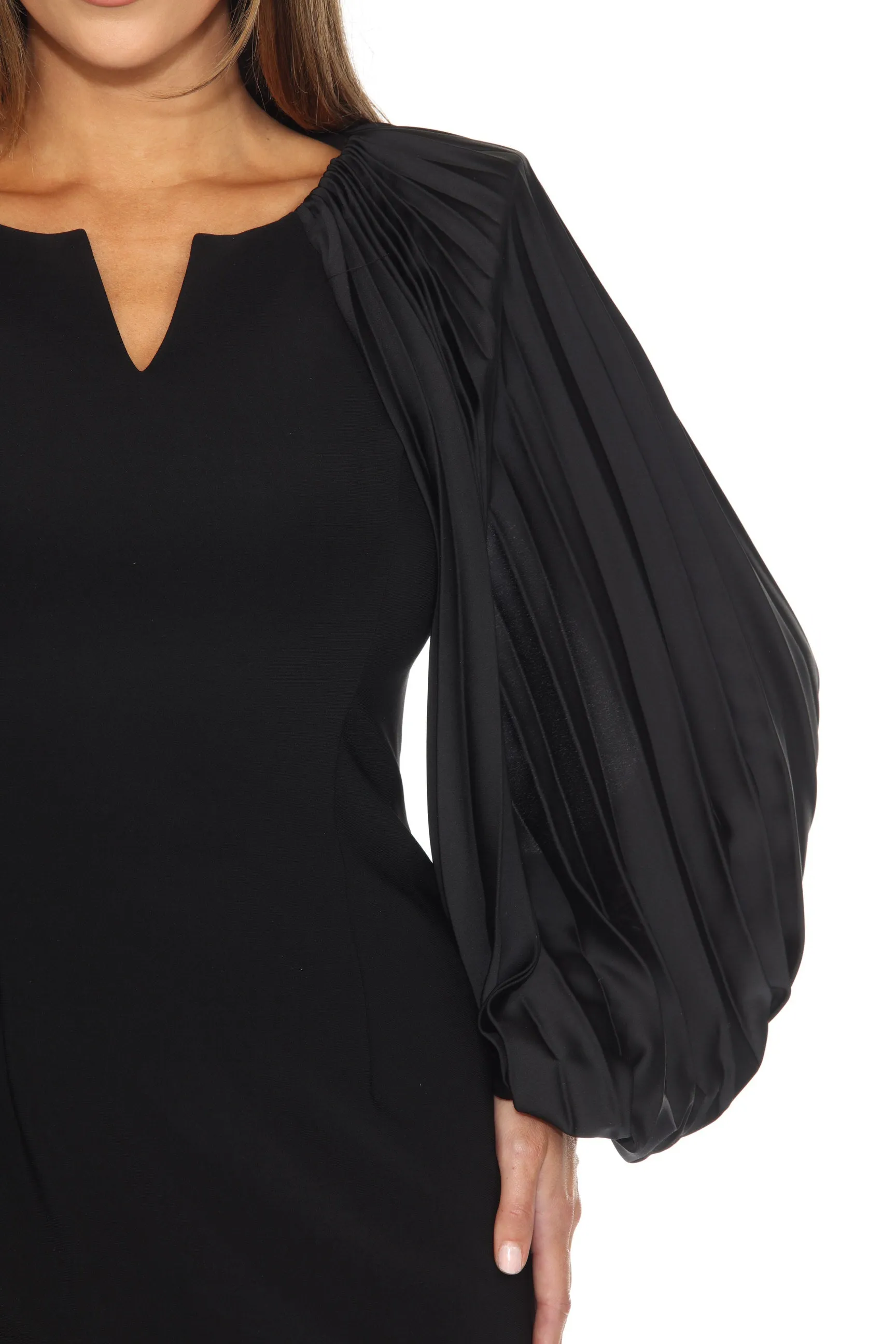Joseph Ribkoff Black Pleated Balloon Sleeve Sheath Dress 243781