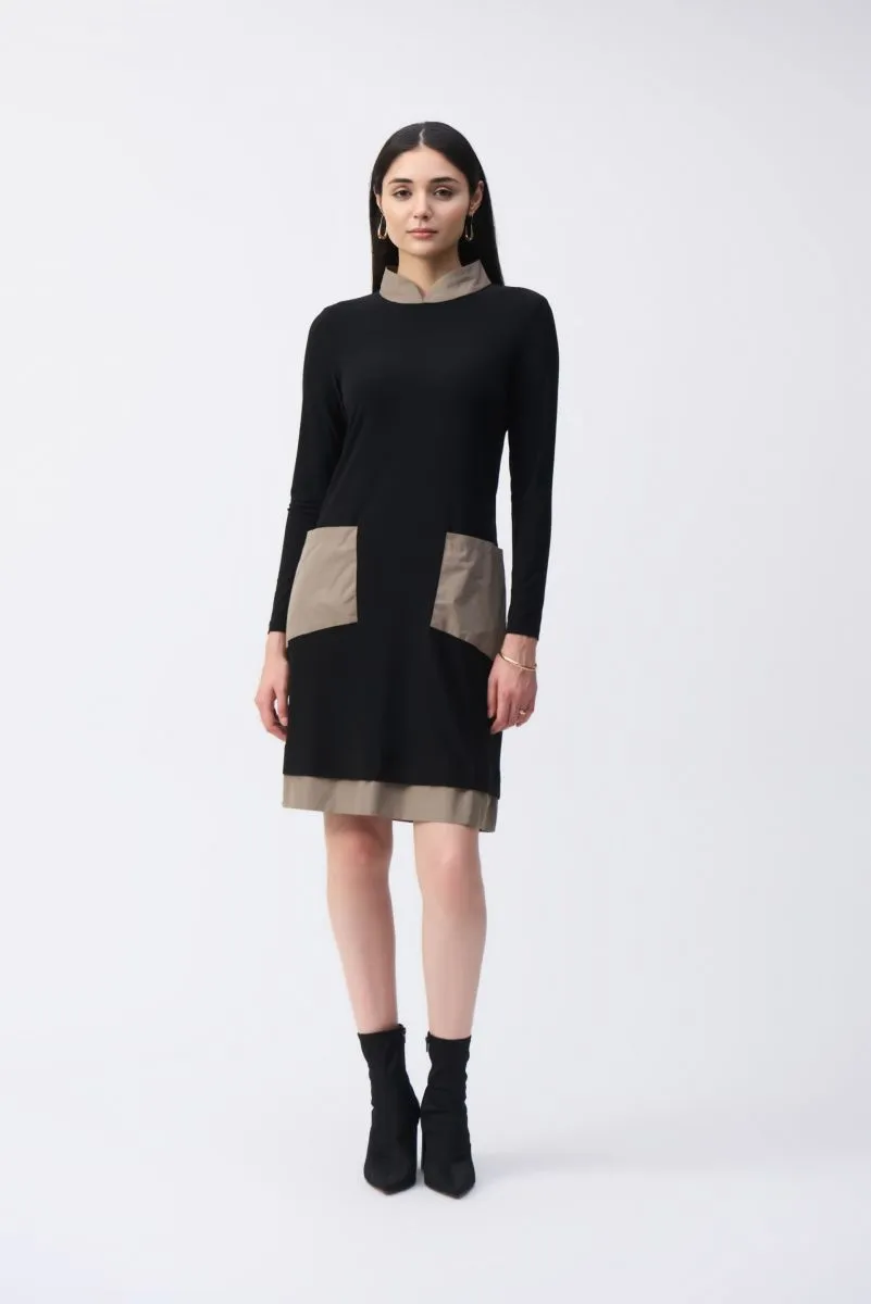 Joseph Ribkoff Two-Tone Color Block Long Sleeve Shift Dress 243031