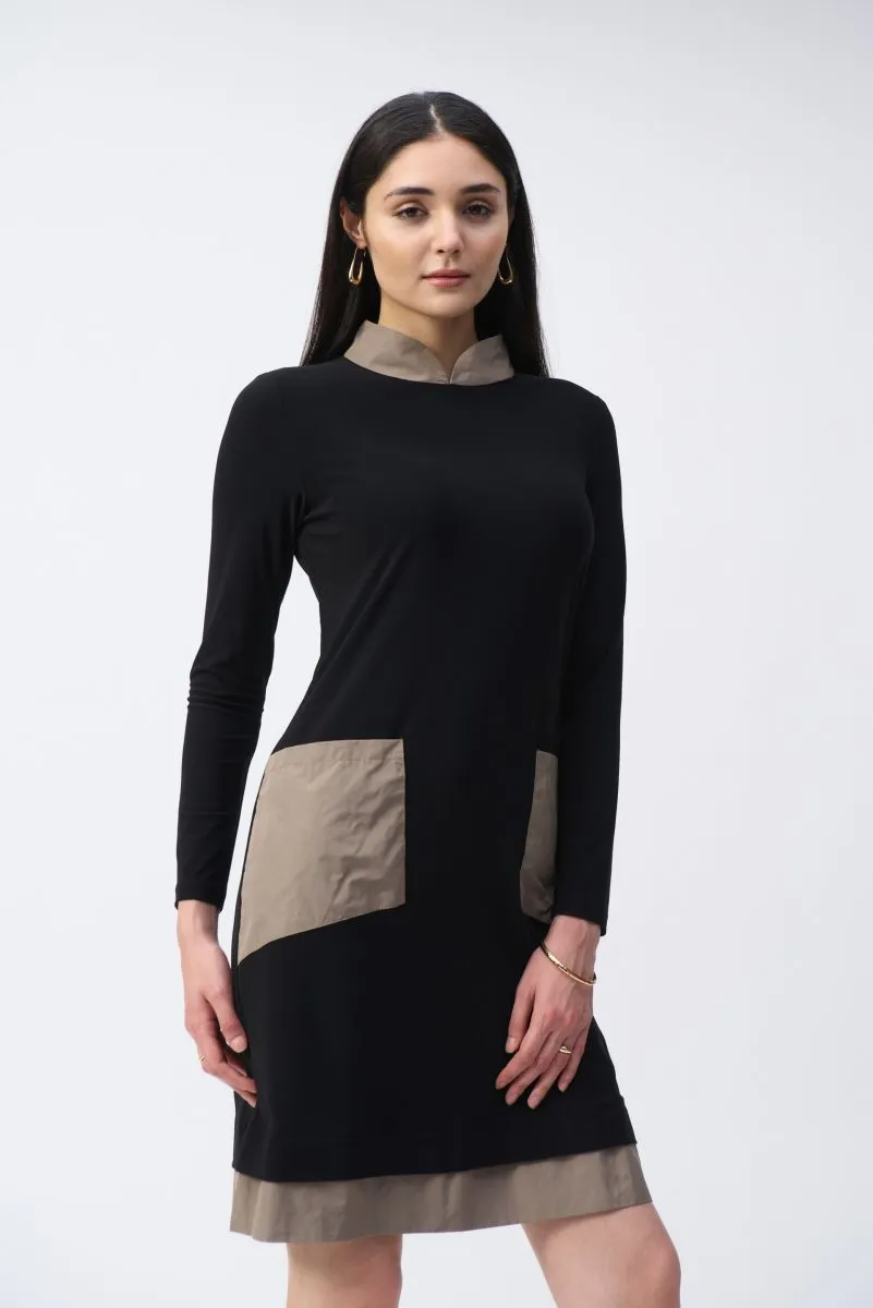 Joseph Ribkoff Two-Tone Color Block Long Sleeve Shift Dress 243031