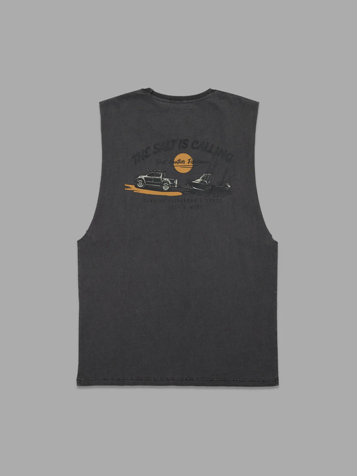 JUST ANOTHER FISHERMAN SALT IS CALLING TANK - AGED BLACK