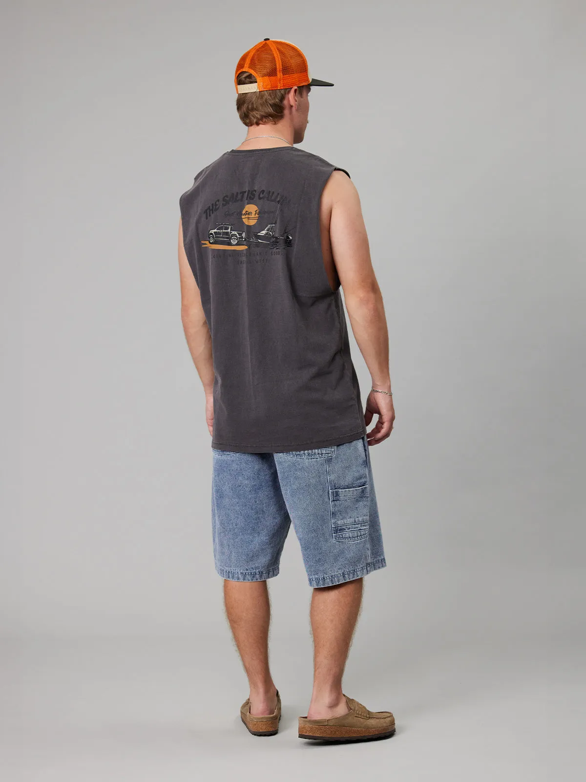 JUST ANOTHER FISHERMAN SALT IS CALLING TANK - AGED BLACK