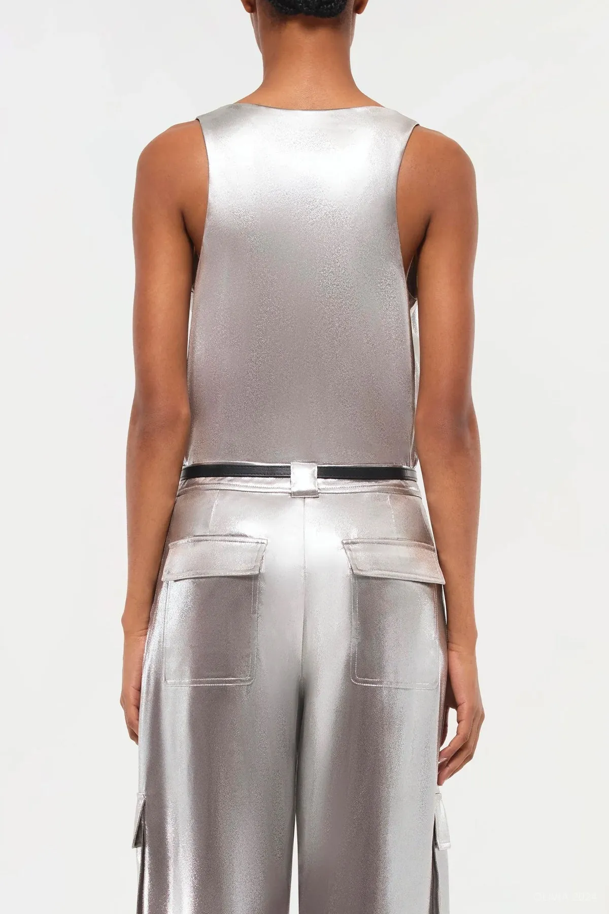 Kamari U-Neck Tank Top in Silver