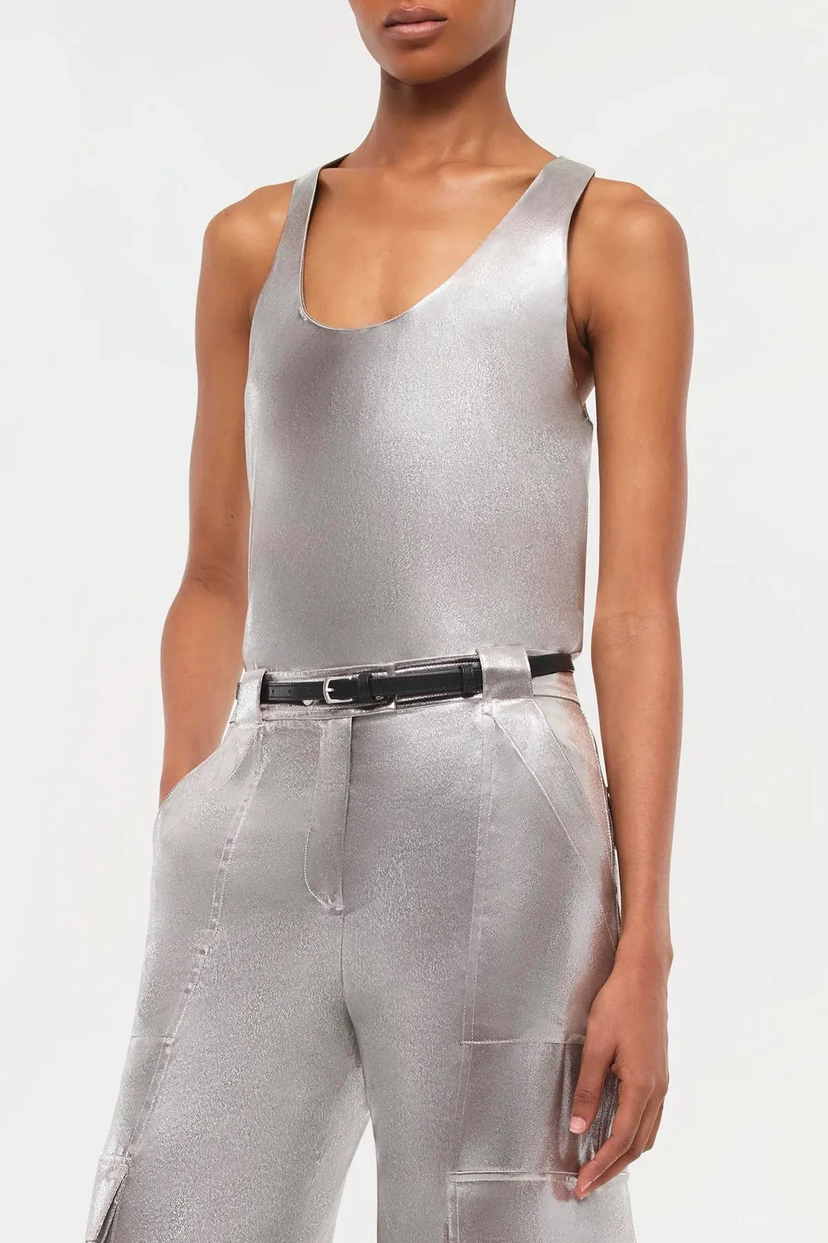 Kamari U-Neck Tank Top in Silver
