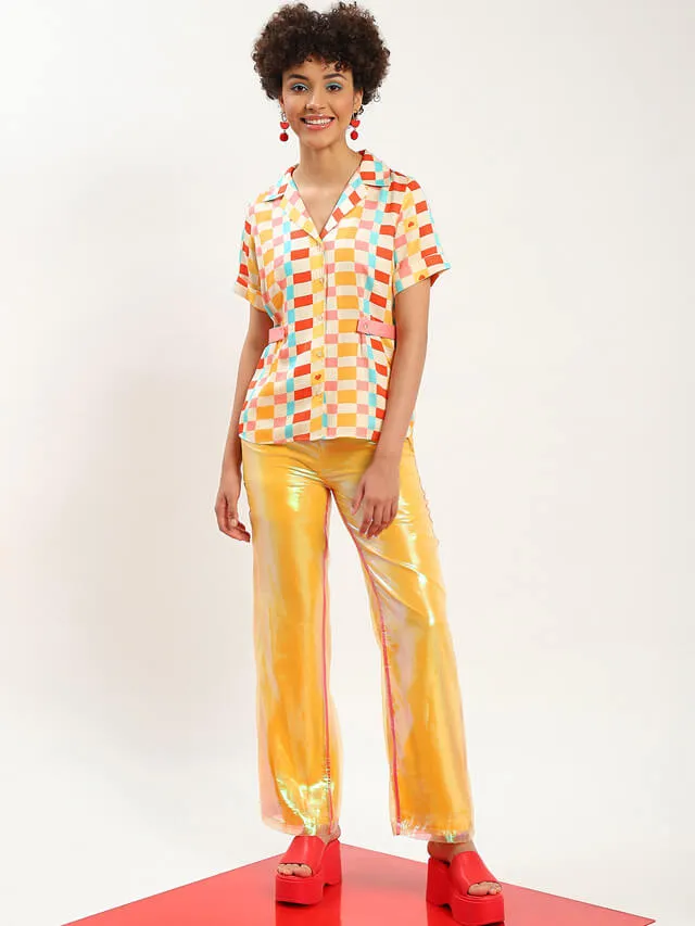 Karen check-mate belted shirt