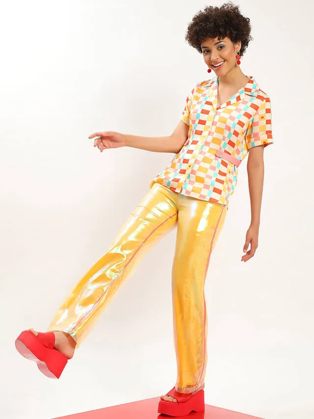 Karen check-mate belted shirt