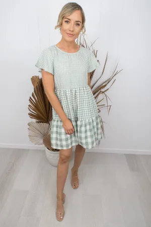 Keeley Dress -sage green/gingham