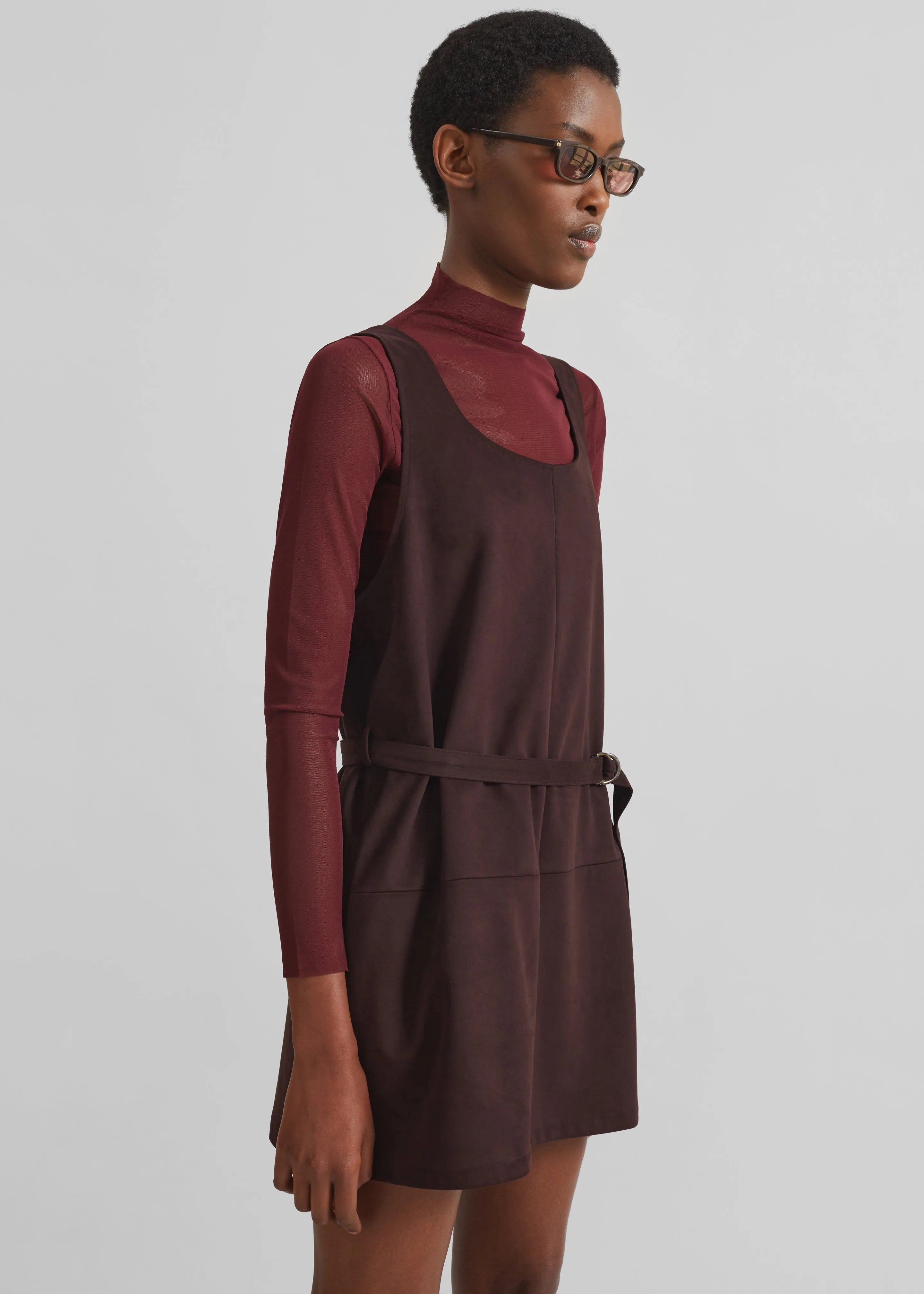 Kildare Faux Suede Dress - Plum
