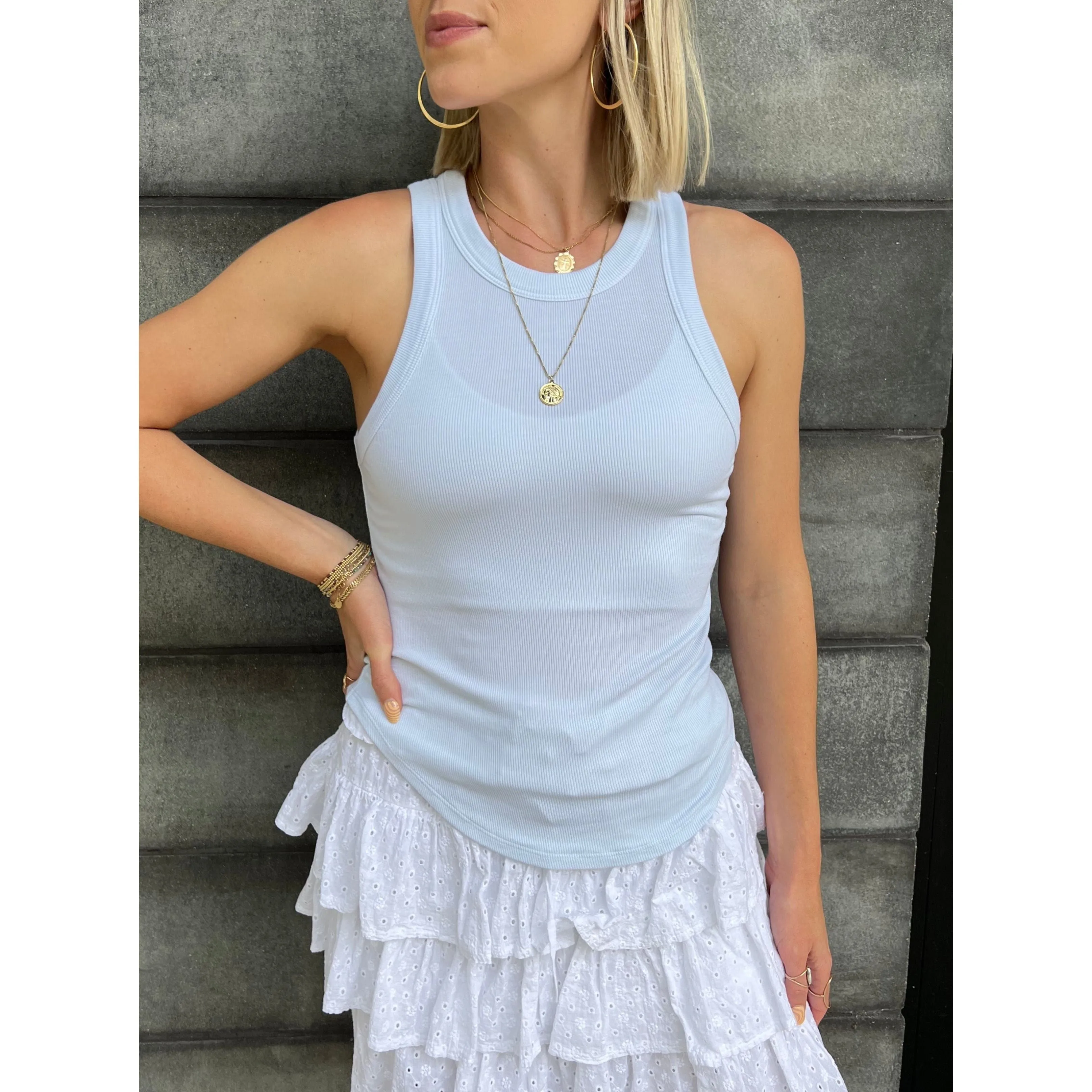 LA Made Aida Racer Front Tank Pistachio