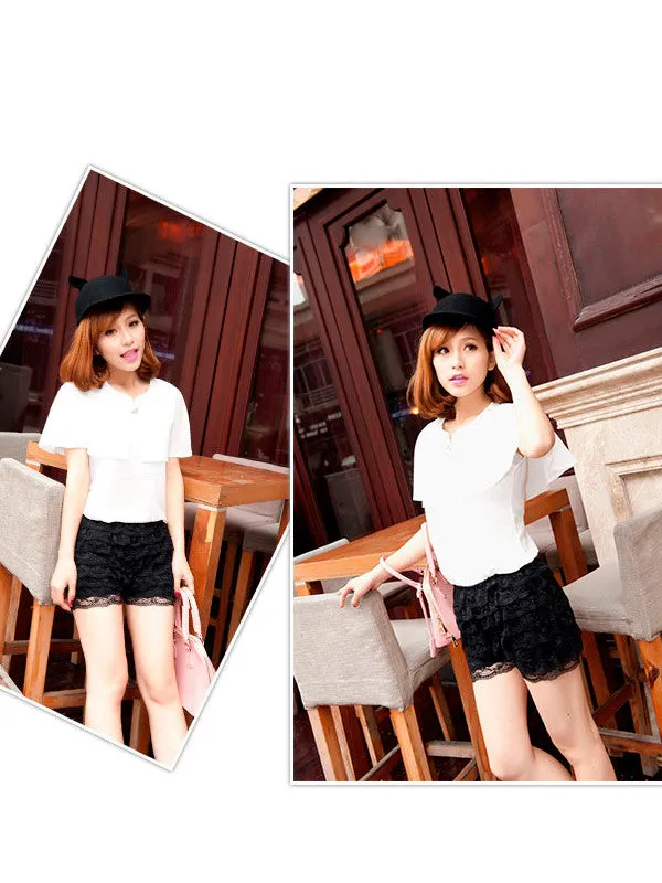 lace ruffle shorts
