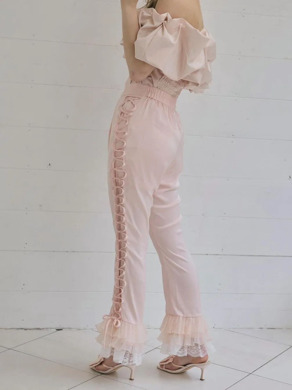 Lace Up Frill Pants [2colours]