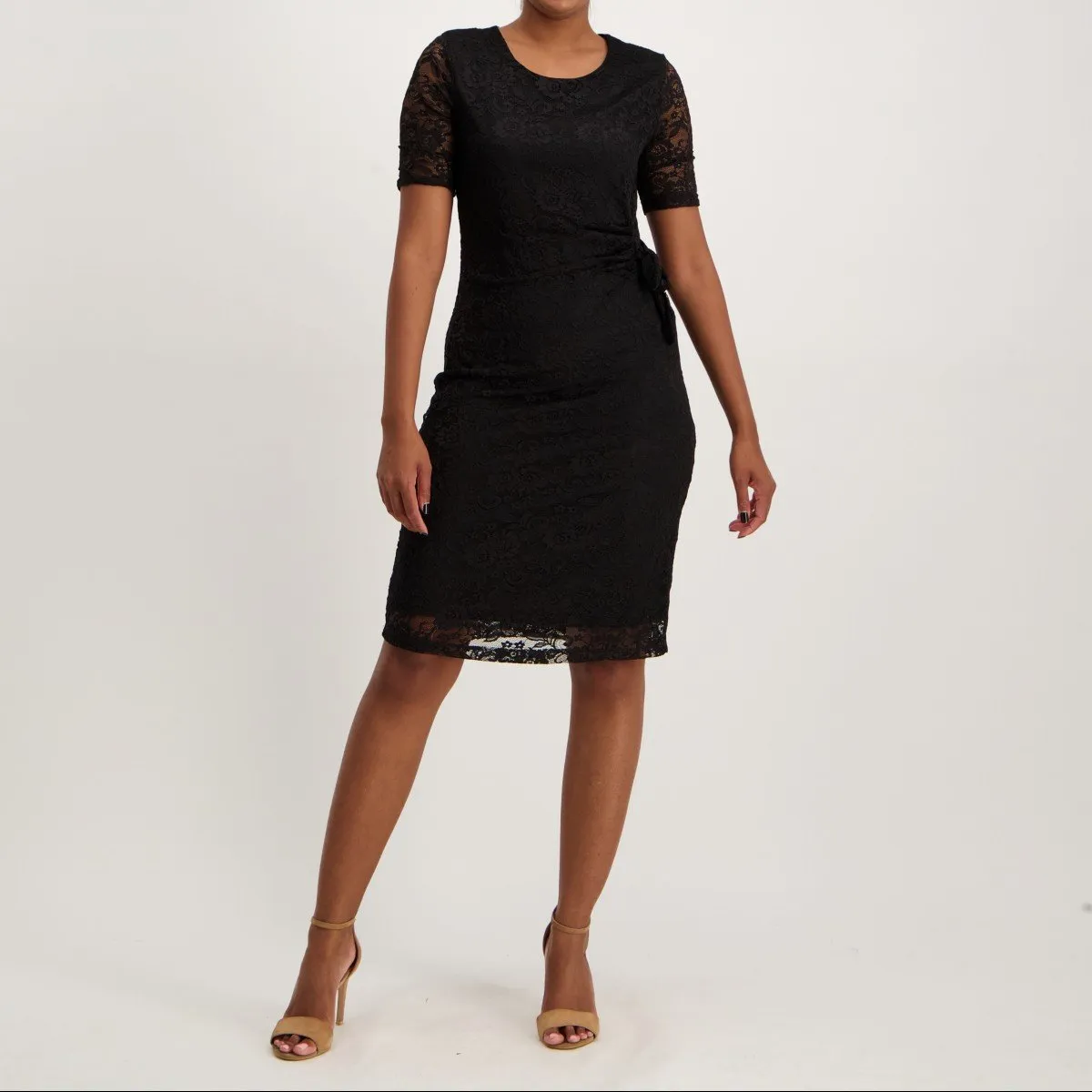 Ladies Lace Shift Dress - Black