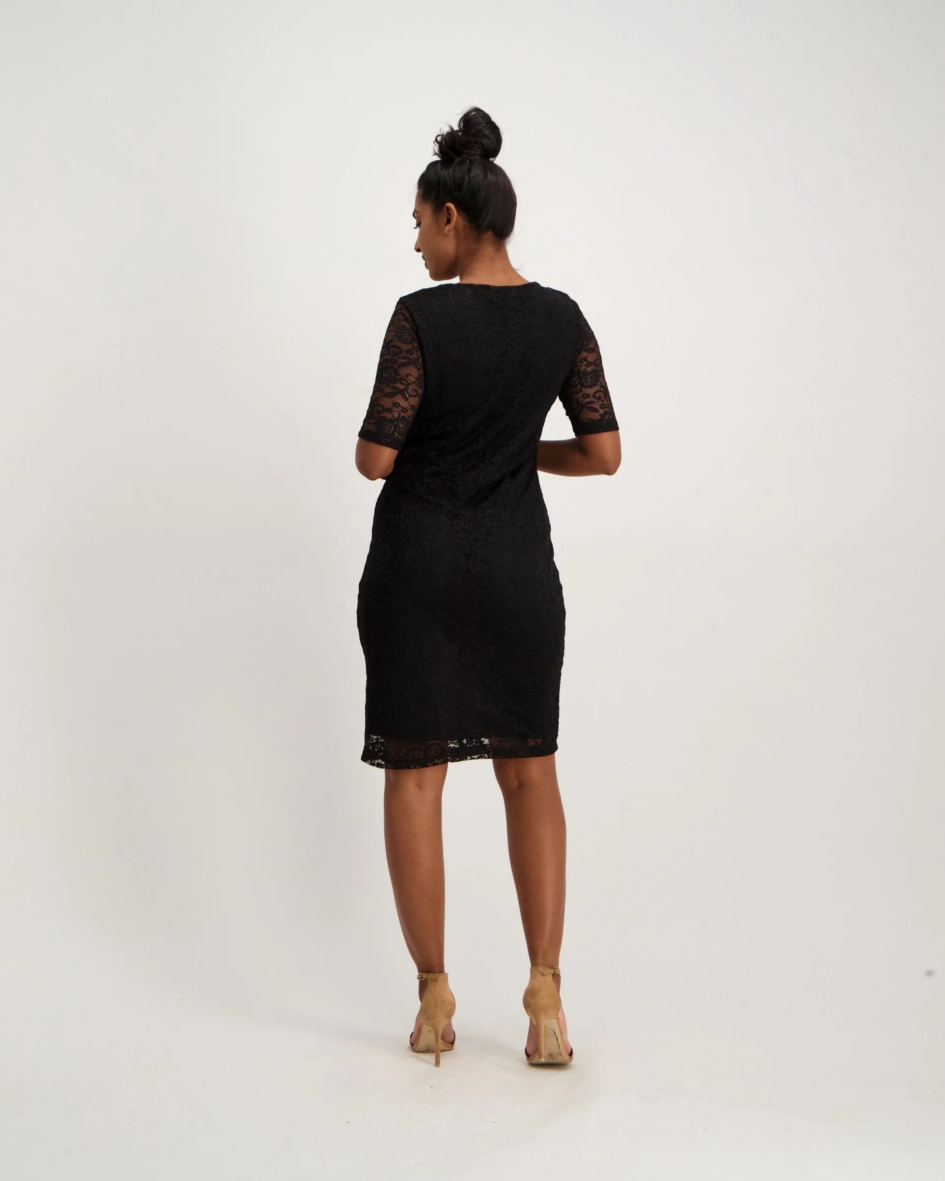 Ladies Lace Shift Dress - Black