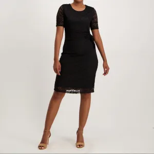 Ladies Lace Shift Dress - Black