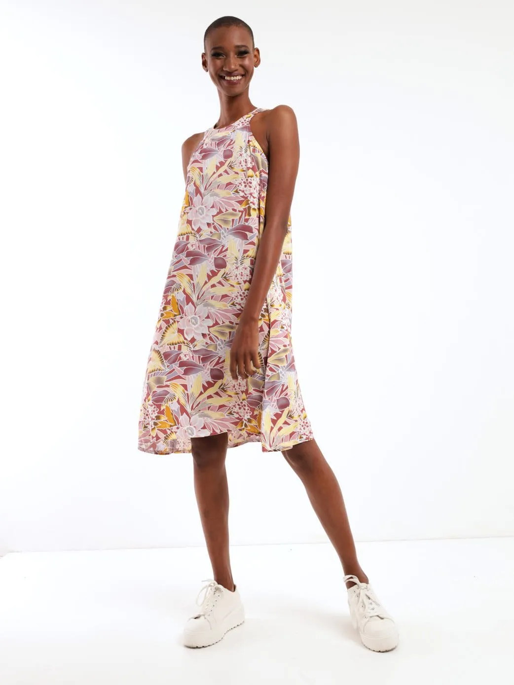 Ladies Sleeveless Halter Shift Dress