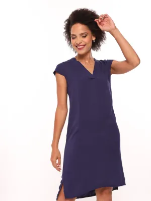 Ladies Woven Mandiran Color Shift Dress - Navy