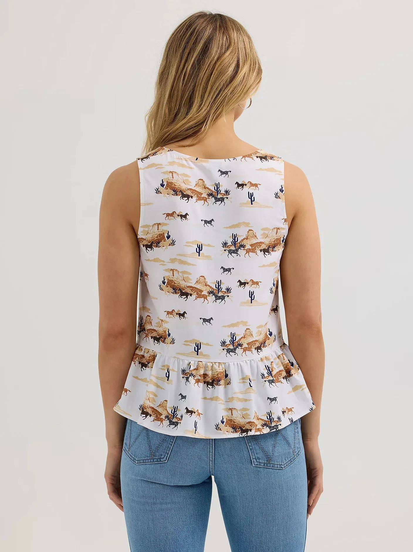 Ladies Wrangler V-Neck Peplum Tank - 112364382