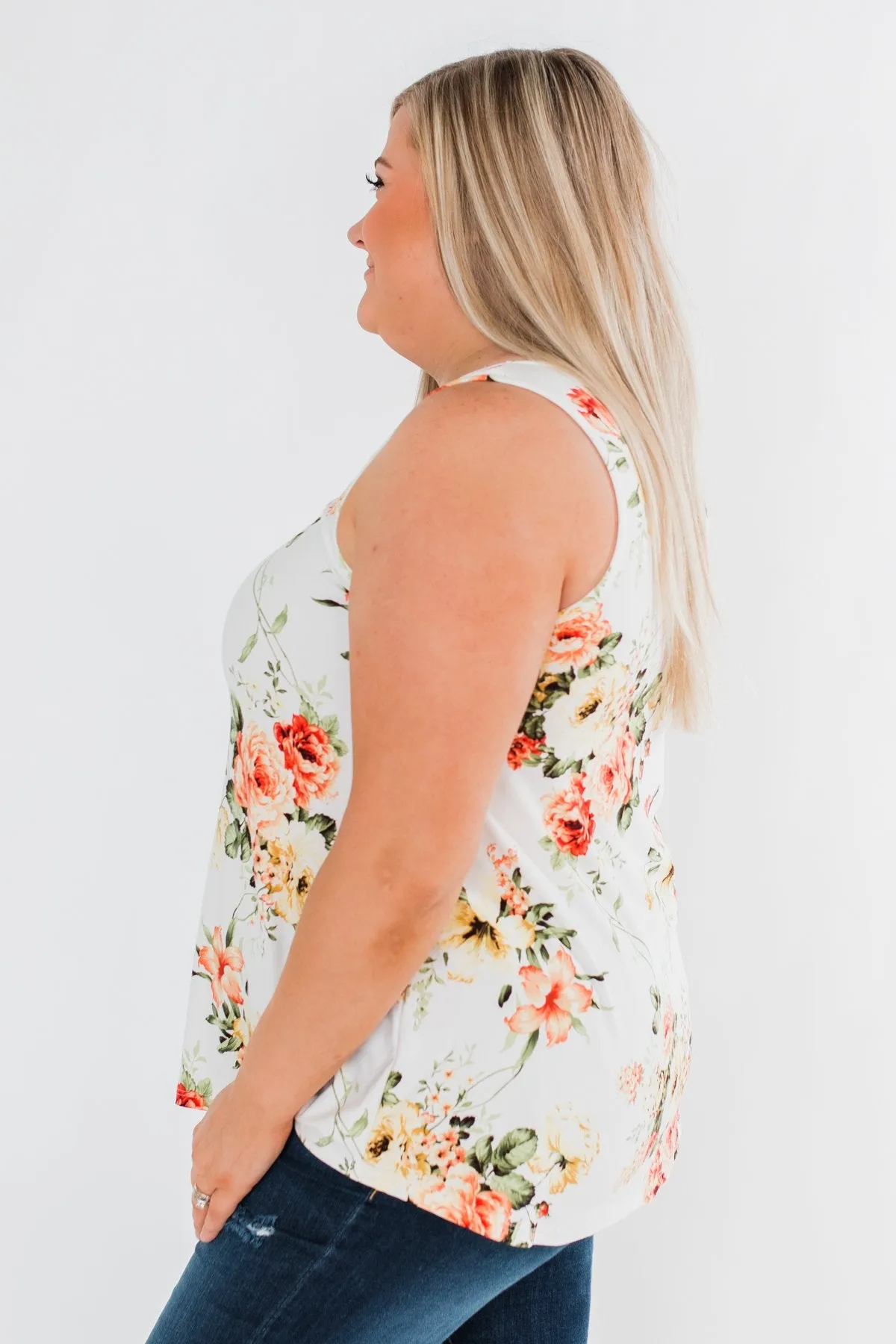 Lead Me To You Floral Tank Top- Ivory
