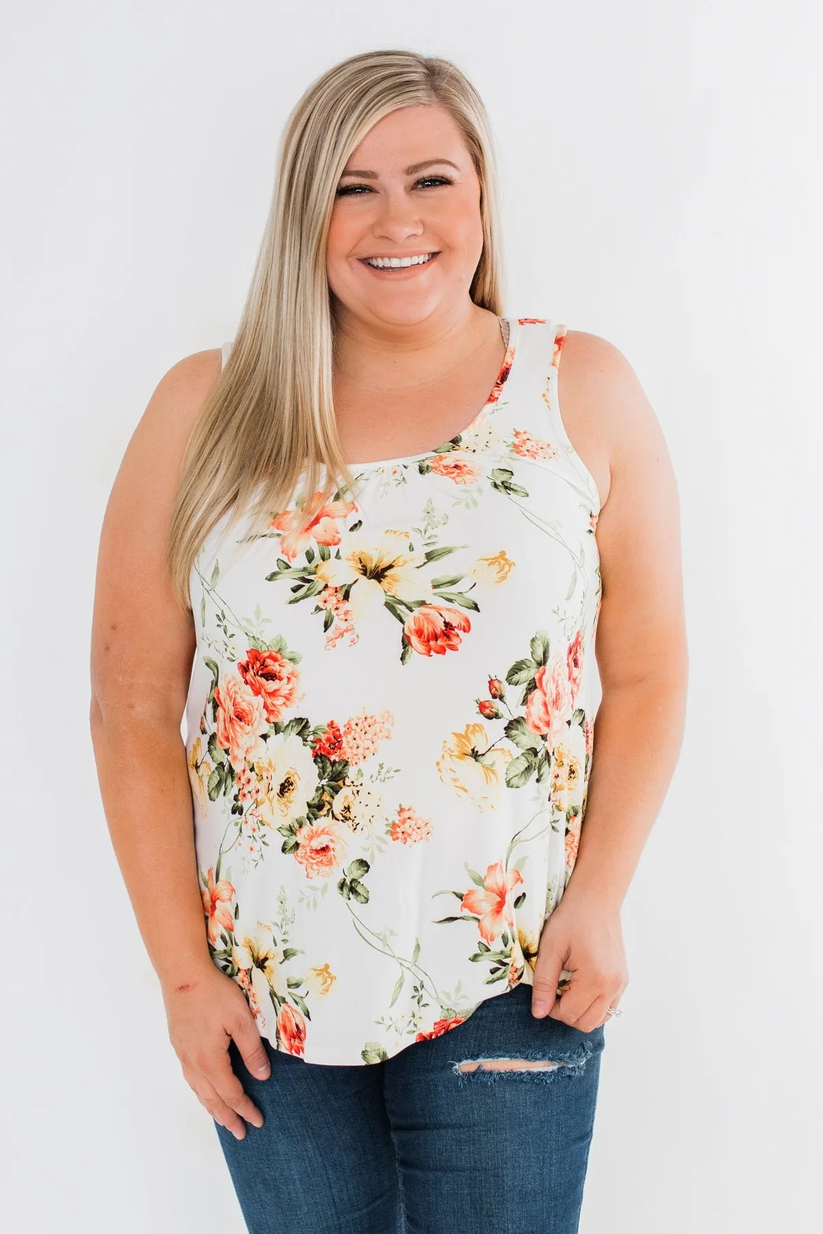 Lead Me To You Floral Tank Top- Ivory