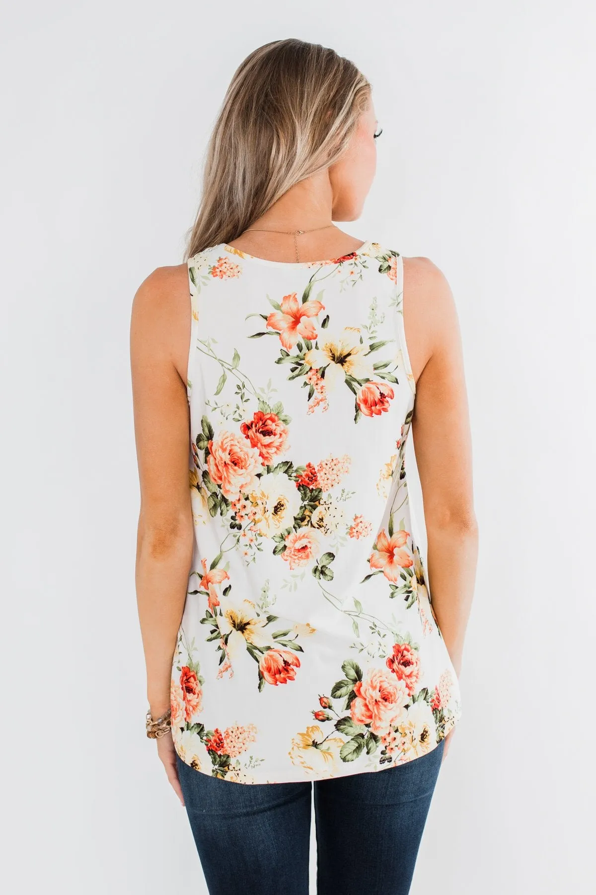 Lead Me To You Floral Tank Top- Ivory