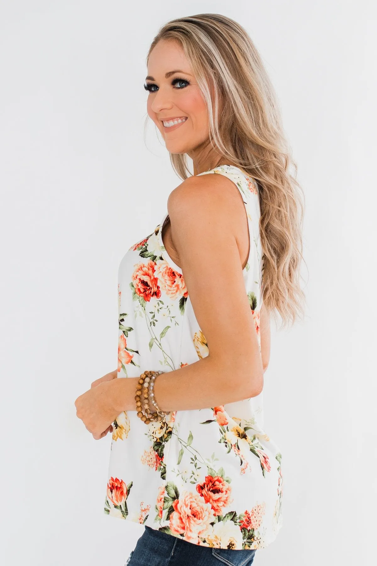 Lead Me To You Floral Tank Top- Ivory