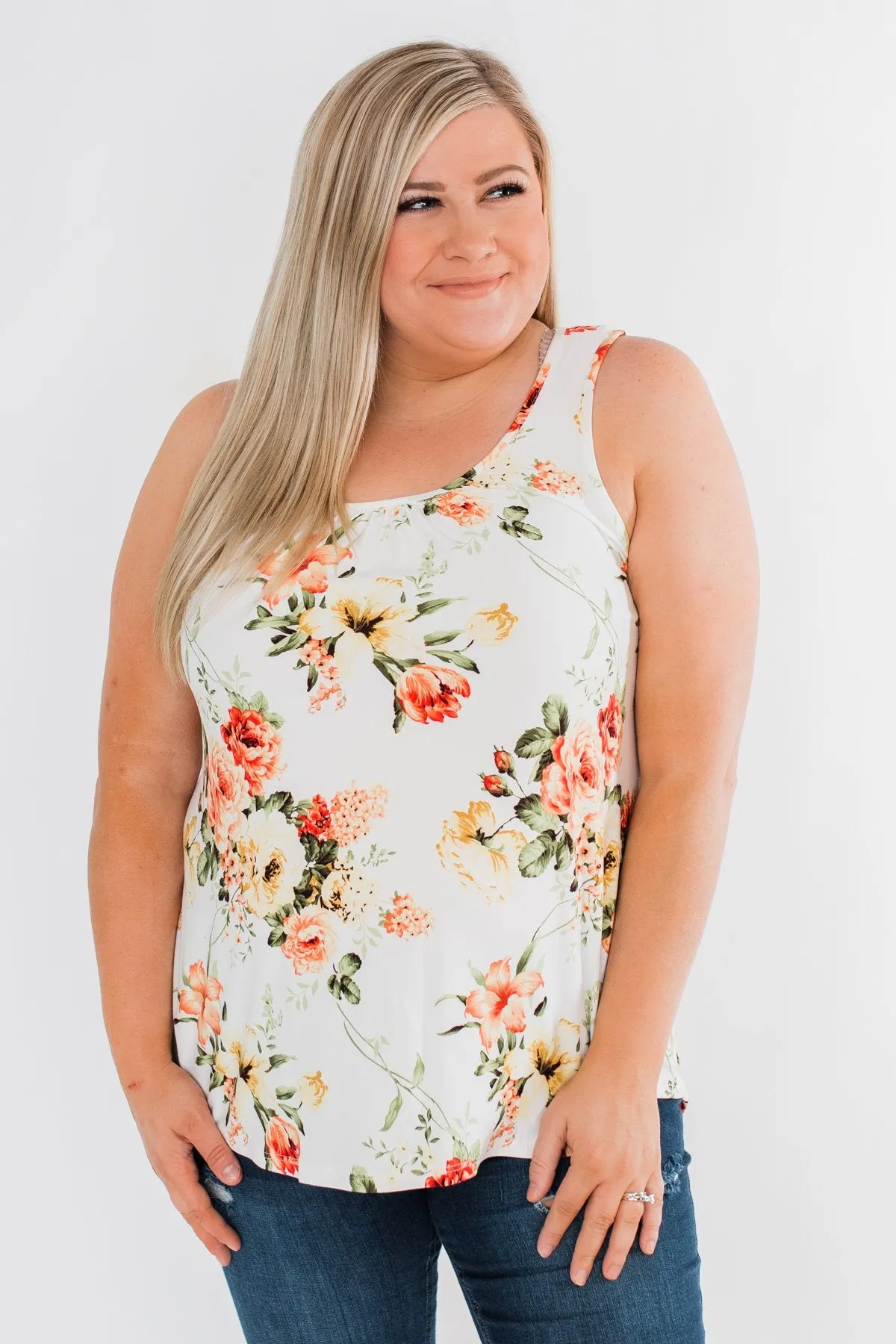 Lead Me To You Floral Tank Top- Ivory