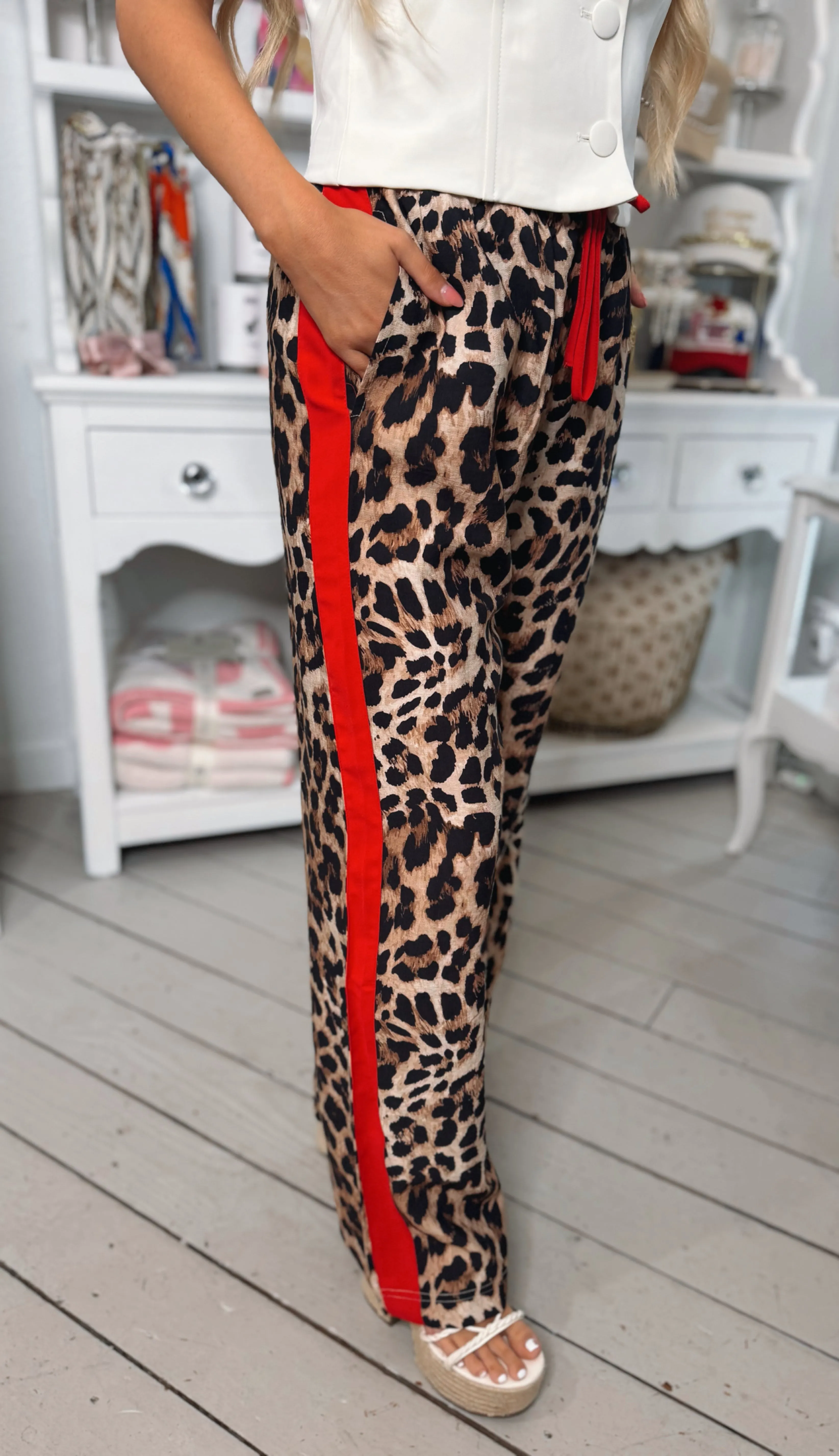 Leopard Drawstring Pants