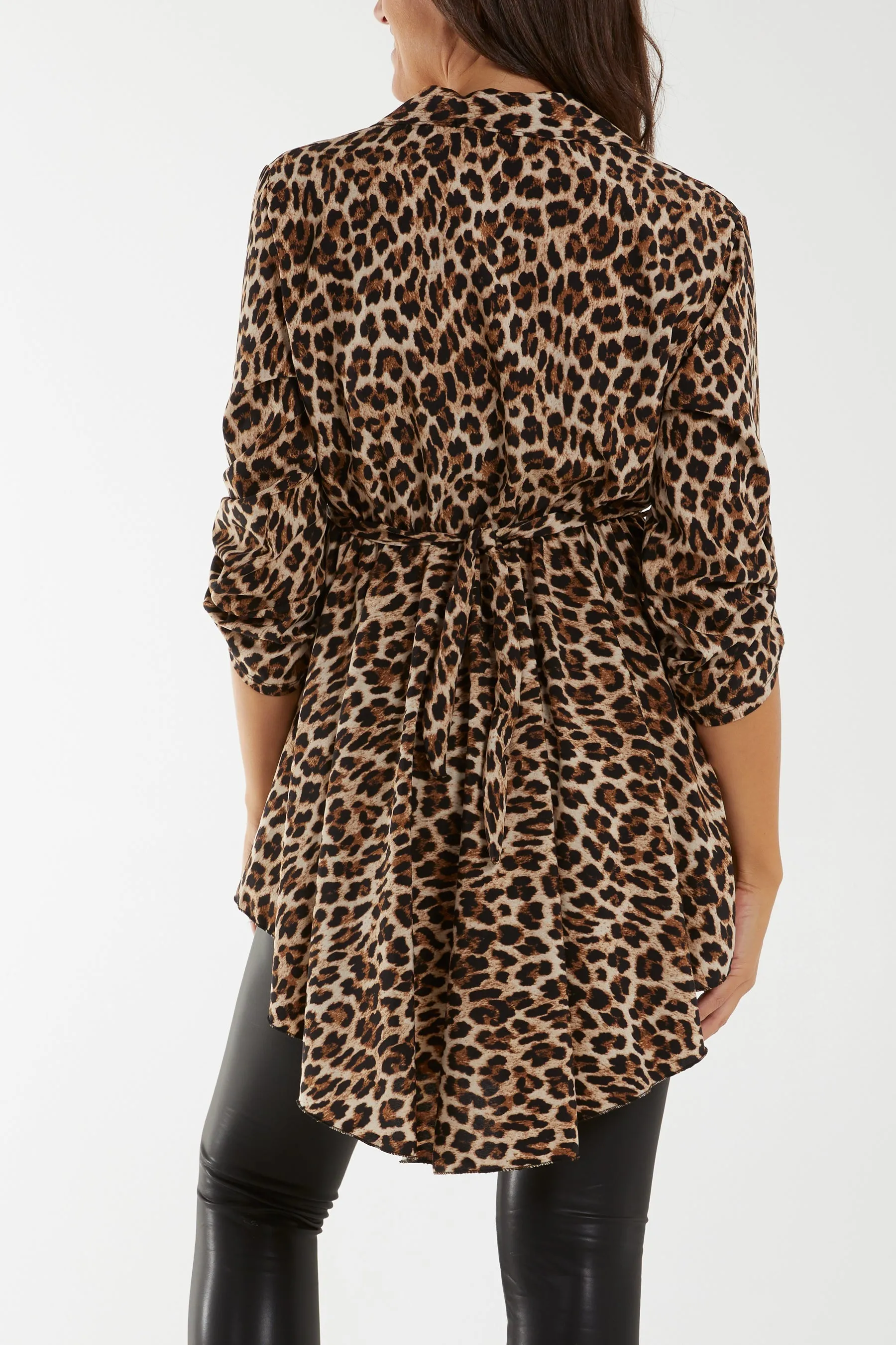 Leopard Print Belted Shirt