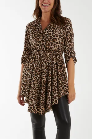 Leopard Print Belted Shirt