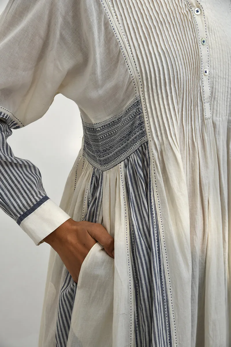 Lesvos ivory applique work tunic dress