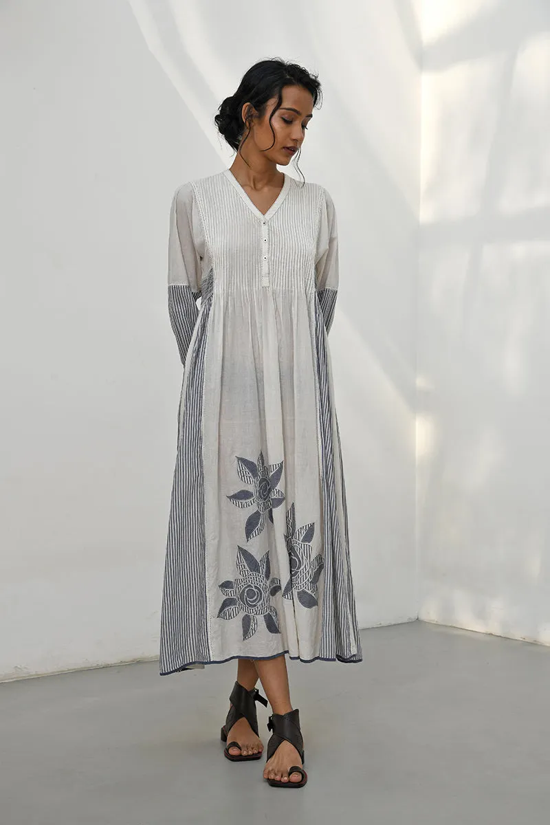 Lesvos ivory applique work tunic dress